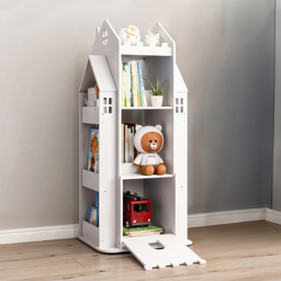 Living and Home 4 Tier White Rotating Kids Castle Bookshelf - Size: 4 Shelf - Wilko - thumbnail 4