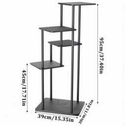 H&O Direct 5 Shelf Black Metal Plant Display Stand - Size: 95 x 39 x 30cm - Wilko - thumbnail 7