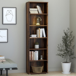 Florence Essential 5 Shelf Vintage Oak Narrow Bookcase - Brown - Furniture To Go - Wilko