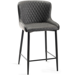 Bentley Designs Cezanne Set of 2 Dark Grey Faux Leather Upholstered Barstool - Size: 97 x 49 x 56cm - Wilko - thumbnail 3