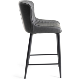Bentley Designs Cezanne Set of 2 Dark Grey Faux Leather Upholstered Barstool - Size: 97 x 49 x 56cm - Wilko - thumbnail 5