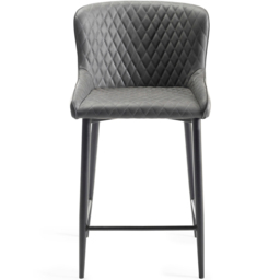 Bentley Designs Cezanne Set of 2 Dark Grey Faux Leather Upholstered Barstool - Size: 97 x 49 x 56cm - Wilko - thumbnail 4