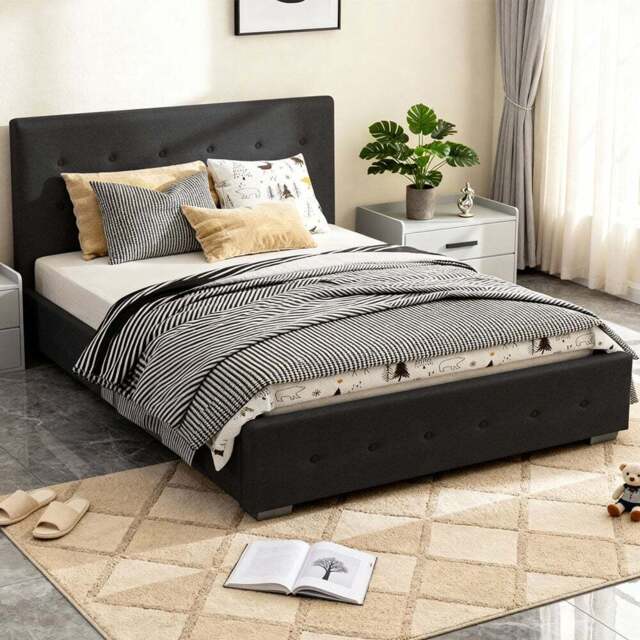 Brooklyn Double Black Fabric Storage Ottoman Bed - Wilko - image 1
