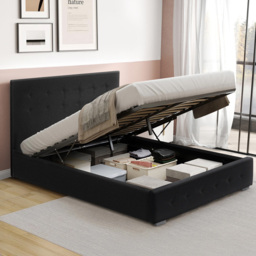 Brooklyn Double Black Fabric Storage Ottoman Bed - Wilko - thumbnail 4