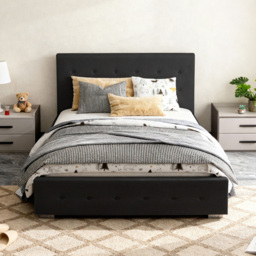 Brooklyn Double Black Fabric Storage Ottoman Bed - Wilko - thumbnail 3