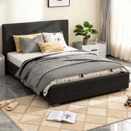 Brooklyn Double Black Fabric Storage Ottoman Bed - Wilko - thumbnail 1