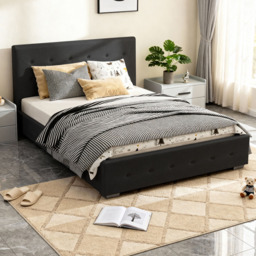 Brooklyn Double Black Fabric Storage Ottoman Bed - Wilko - thumbnail 5