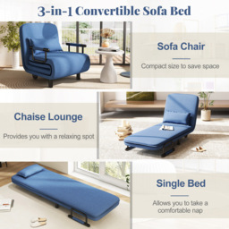 Costway Blue 3 in 1 Convertible Sofa Bed - Size: Single - Wilko - thumbnail 7