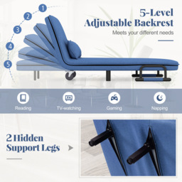 Costway Blue 3 in 1 Convertible Sofa Bed - Size: Single - Wilko - thumbnail 6