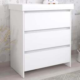 Shefa 880 3 Drawer White Kids Changing Unit - Size: 92 x 80 x 50cm - Wilko