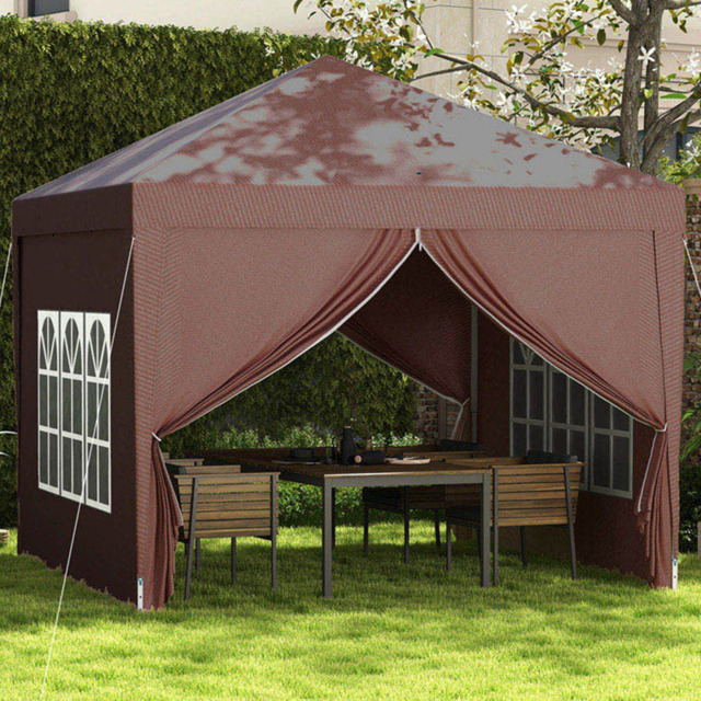 Outsunny 3 x 3m Coffee Party Canopy Tent with Carry Bag - Brown - Wilko - image 1