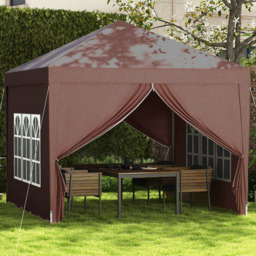 Outsunny 3 x 3m Coffee Party Canopy Tent with Carry Bag - Brown - Wilko