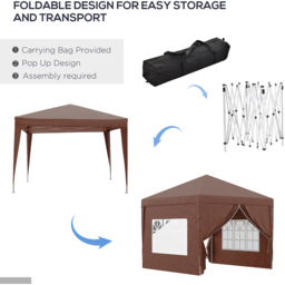 Outsunny 3 x 3m Coffee Party Canopy Tent with Carry Bag - Brown - Wilko - thumbnail 7