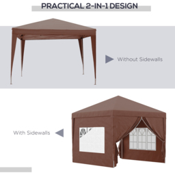 Outsunny 3 x 3m Coffee Party Canopy Tent with Carry Bag - Brown - Wilko - thumbnail 6