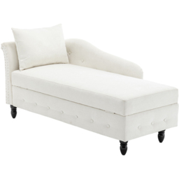 Living and Home White Left Hand Chenille Chaise Lounge with Storage - Size: Single - Cream - Wilko - thumbnail 3