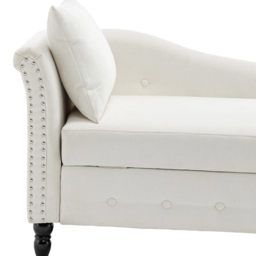Living and Home White Left Hand Chenille Chaise Lounge with Storage - Size: Single - Cream - Wilko - thumbnail 5