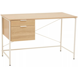 Premier Housewares Bradbury 2 Drawer Natural Oak Veneer Desk - Size: 120 x 60 x 76cm - Cream - Interiors by Premier - Wilko - thumbnail 3