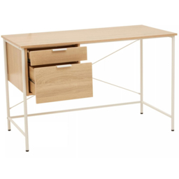 Premier Housewares Bradbury 2 Drawer Natural Oak Veneer Desk - Size: 120 x 60 x 76cm - Cream - Interiors by Premier - Wilko - thumbnail 5