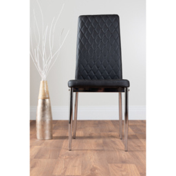 Furniturebox Fonti Valera 6 Seater Dining Set Black and Chrome - Wilko - thumbnail 6