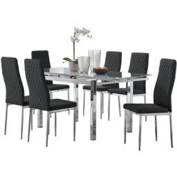Furniturebox Fonti Valera 6 Seater Dining Set Black and Chrome - Wilko - thumbnail 3