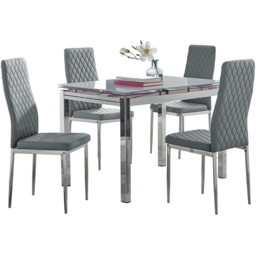 Furniturebox Fonti Valera 4 Seater Dining Set Grey and Chrome - Wilko - thumbnail 3