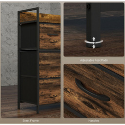 HOMCOM 4 Drawer Rustic Brown Chest of Drawers - Wilko - thumbnail 6