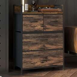 HOMCOM 4 Drawer Rustic Brown Chest of Drawers - Wilko