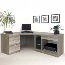 R White Cabinets 4 Drawer Corner Set-18 Computer Desk with Printer Shelf Grey - Size: 72.8 x 184 x 141.9cm - Wilko - thumbnail 1