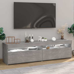 vidaXL Single Door Single Shelf Concrete Grey TV Cabinet with LED Lights Set of 2 - Size: 40 x 75 x 35cm - Wilko