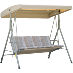 Outsunny 3 Seater Light Brown Swing Chair with Canopy - Size: 138 x 52 x 14cm - Wilko - thumbnail 3