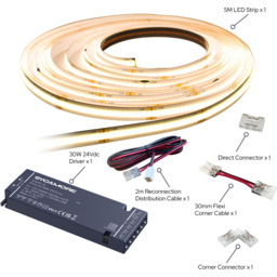 Sorrelis Korran Warm White COB 24V Flexible Strip 5m - Size: 500 x 0.8 x 0.3cm - Wilko - thumbnail 4