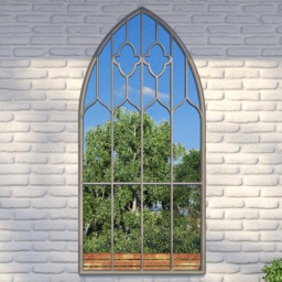 MirrorOutlet Buttercup Country Arch Garden Mirror 140 x 75cm - Size: 140 x 75 x 3cm - Silver - Wilko - thumbnail 3