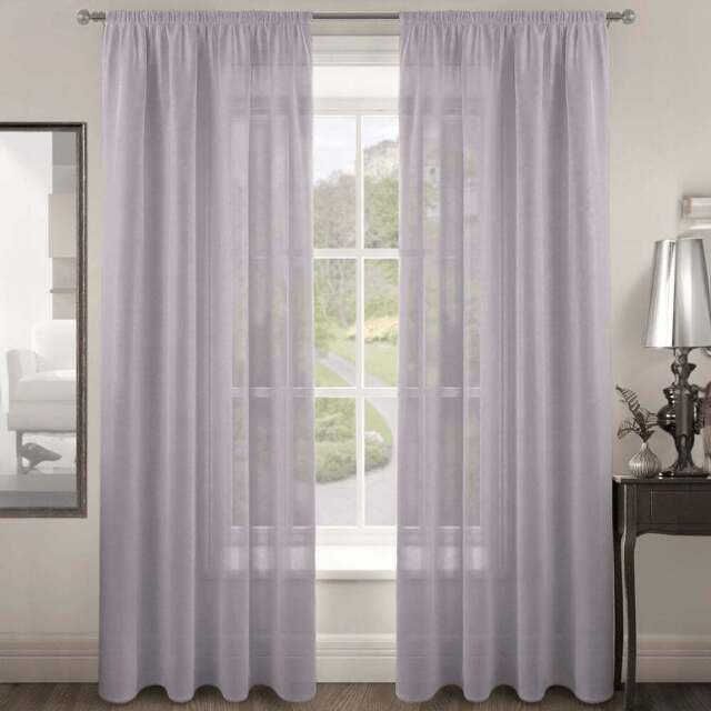 Velosso Riva Plain Mauve Slot Top Voile Panel Curtain 150 x 228cm - Size: W 150 x D 228cm - Purple - Wilko - image 1