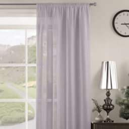 Velosso Riva Plain Mauve Slot Top Voile Panel Curtain 150 x 228cm - Size: W 150 x D 228cm - Purple - Wilko - thumbnail 3
