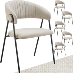 tectake Bedano Set of 6 Greige Dining Chair - Grey - Wilko - thumbnail 3