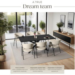 tectake Bedano Set of 6 Greige Dining Chair - Grey - Wilko - thumbnail 6