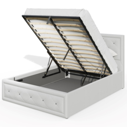 GFW Hollywood King Size White Gas End Lift Ottoman Bed with Buttoned Headboard - Wilko - thumbnail 6
