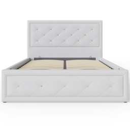 GFW Hollywood King Size White Gas End Lift Ottoman Bed with Buttoned Headboard - Wilko - thumbnail 3