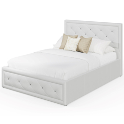 GFW Hollywood King Size White Gas End Lift Ottoman Bed with Buttoned Headboard - Wilko - thumbnail 5