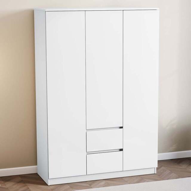 Vida Designs Glinton 3 Door 2 Drawer White Wardrobe - Size: 3 Door, 2 Drawer - Wilko - image 1