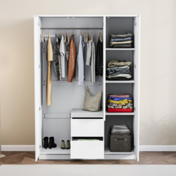 Vida Designs Glinton 3 Door 2 Drawer White Wardrobe - Size: 3 Door, 2 Drawer - Wilko - thumbnail 5