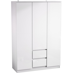 Vida Designs Glinton 3 Door 2 Drawer White Wardrobe - Size: 3 Door, 2 Drawer - Wilko - thumbnail 3