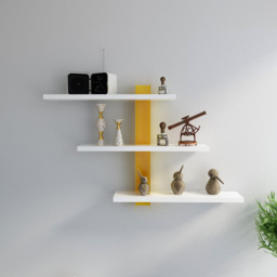 Decorotika Mita 3 Shelf White and Yellow Adjustable Wall Mounted Display Unit - Size: 50 x 50 x 11cm - Multi - Wilko - thumbnail 5