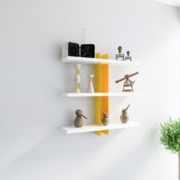 Decorotika Mita 3 Shelf White and Yellow Adjustable Wall Mounted Display Unit - Size: 50 x 50 x 11cm - Multi - Wilko - thumbnail 4