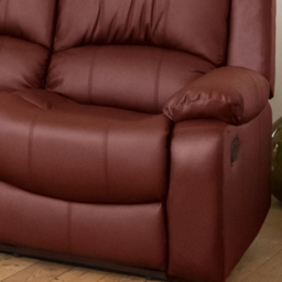 Glendale 3 Seater Burgundy Bonded Leather Manual Recliner Sofa - Red - Artemis Home - Wilko - thumbnail 4