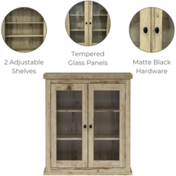 Teamson Home Donovan 2 Door Light Oak Wall Cabinet - Size: 63.5 x 22.4 x 55.8cm - Brown - Wilko - thumbnail 4