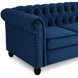 Home Detail Chesterfield 3 Seater Studded Blue Velvet Sofa - Wilko - thumbnail 7