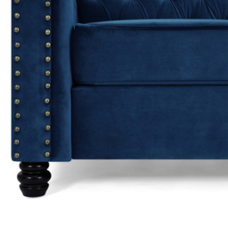 Home Detail Chesterfield 3 Seater Studded Blue Velvet Sofa - Wilko - thumbnail 6