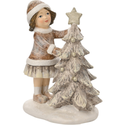 The Seasonal Gift Co. Tree and Child Figurine Christmas Decoration 2 Pack - Size: 15 x 11 x 7.5cm - Brown - Wilko