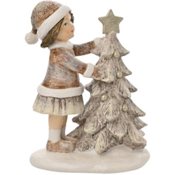 The Seasonal Gift Co. Tree and Child Figurine Christmas Decoration 2 Pack - Size: 15 x 11 x 7.5cm - Brown - Wilko - thumbnail 3